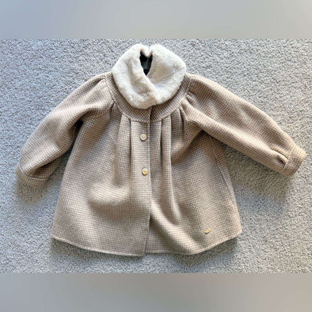 Tartine et Chocolat Reversible Wool Coat with removable collar/scarf